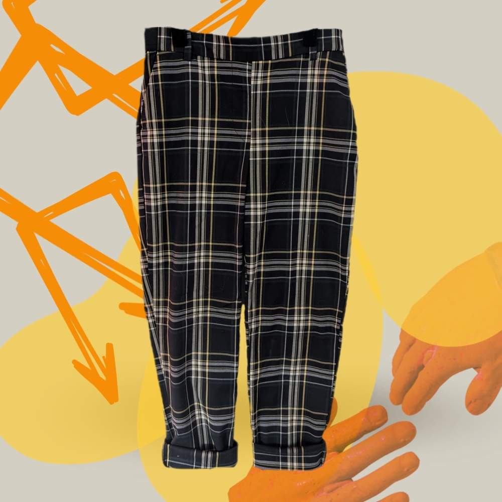 Dark Blue Plaid Pants